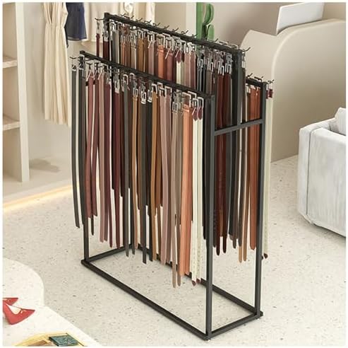 Floor Mounted Belt Hanger & Organizer Rack - Versatile Storage Holder for Belts, Ties, Scarves & Purses - Commercial Display Stand for Men’s Closet, Multifunctional Accessory Storage Solution