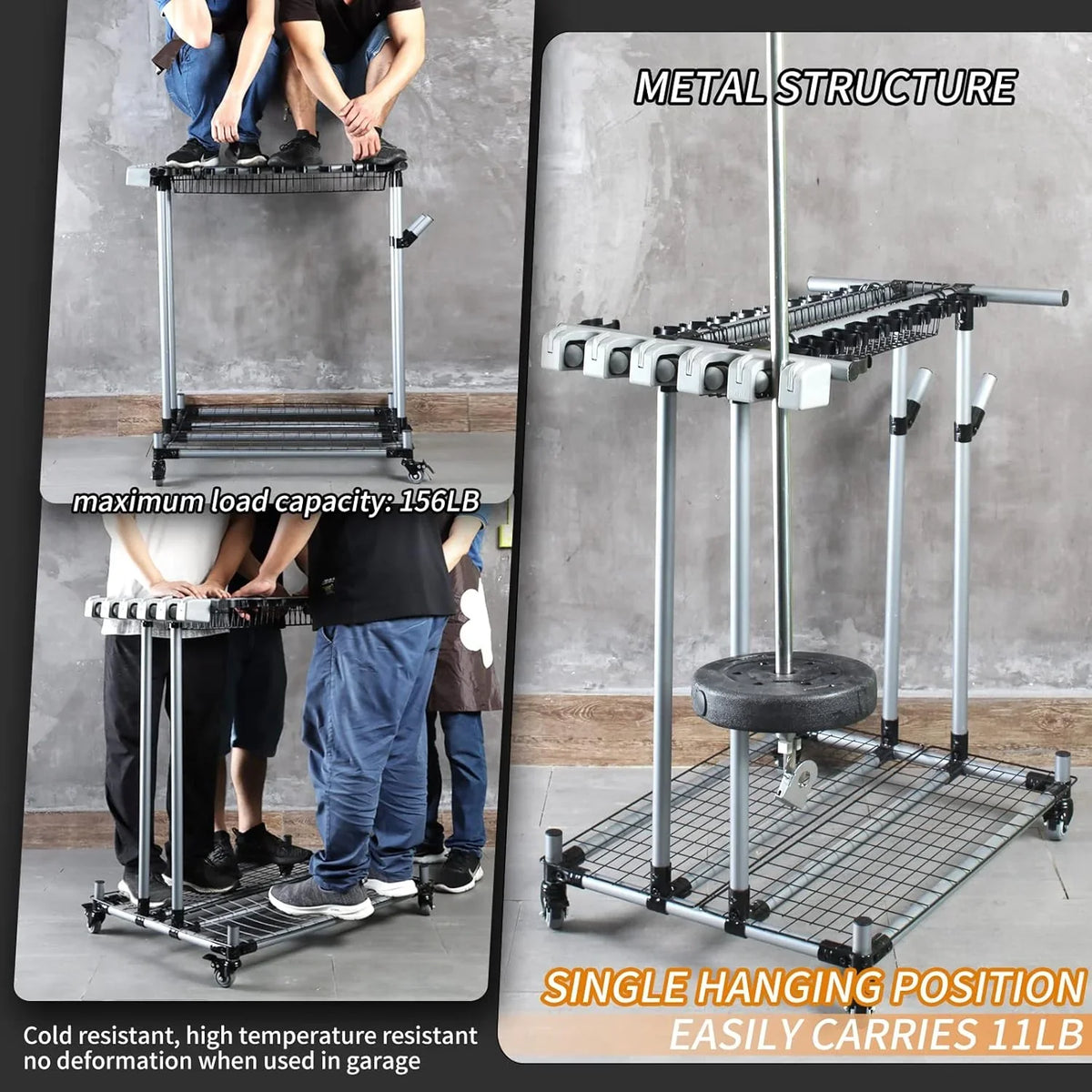 Metal Garden Tool Organizer Large Tool Rack Garage Storage Holder