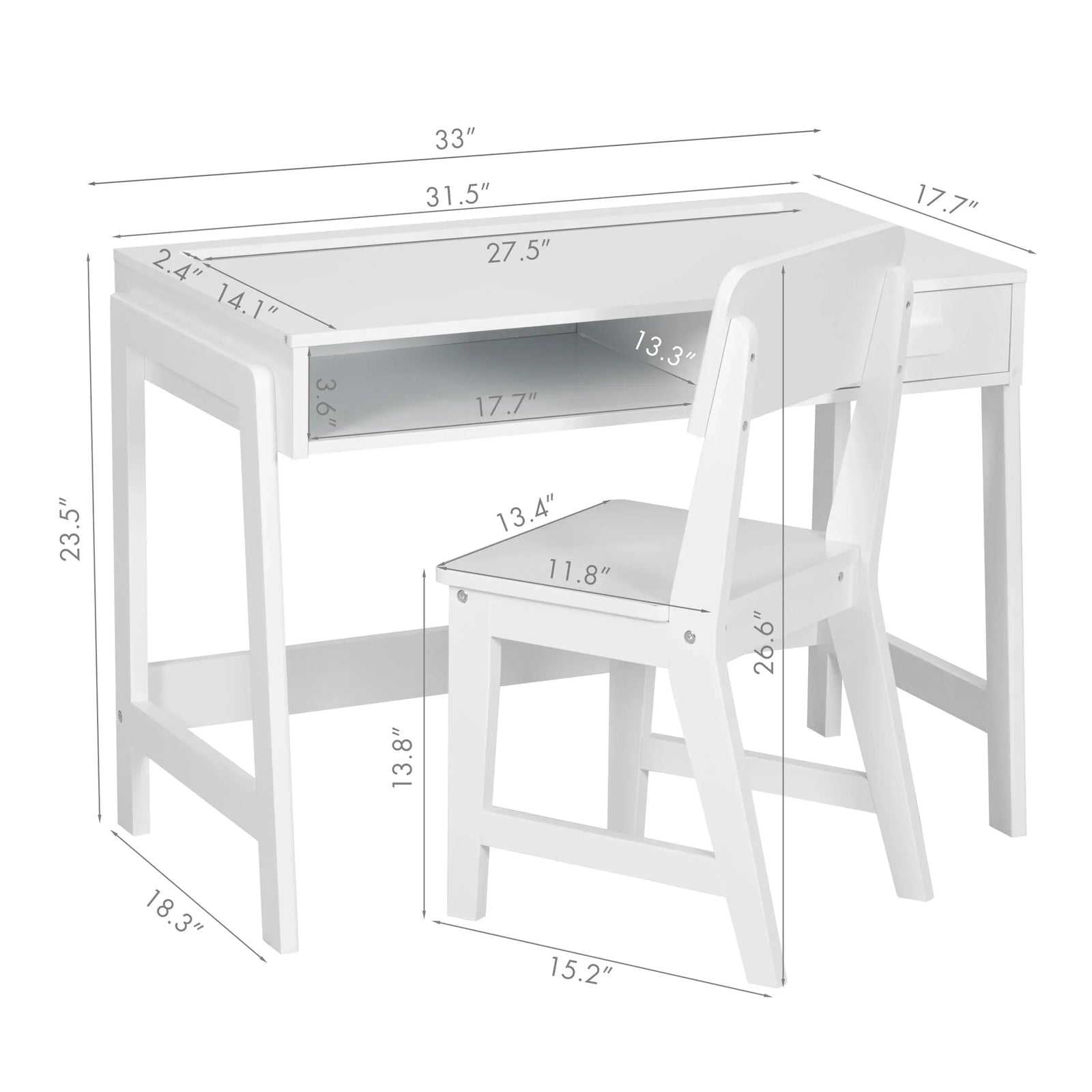 Kids Desk and Chair Set for Kids with Drawers