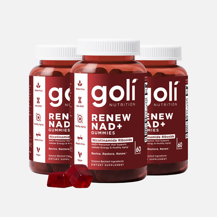 Goli 3 Jars of Renew NAD+ Gummies — Nicotinamide Riboside for Cellular Energy