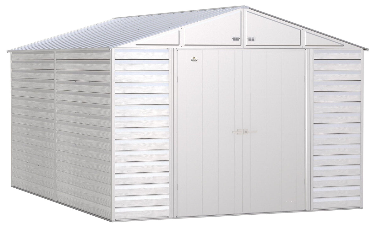 Arrow Select Galvanized Steel Storage Shed, Flute Grey, 10-ft x 14-ft