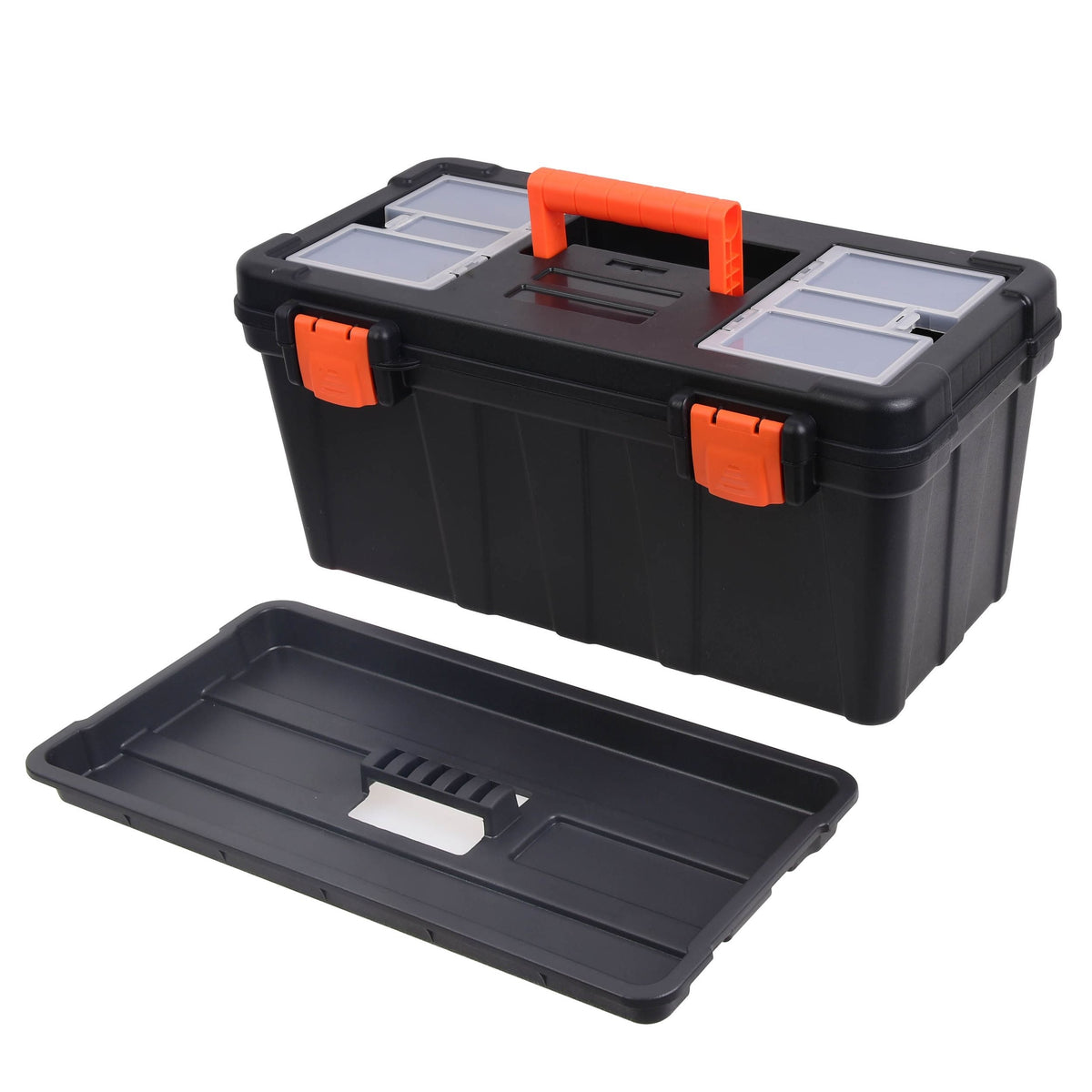 Certified Portable Plastic Tool Box with Removable Tray, 17-in