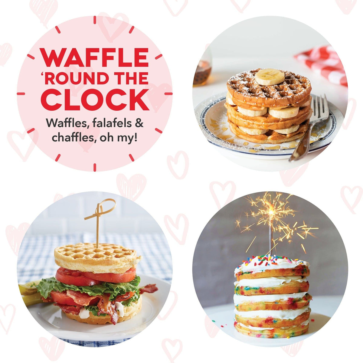 Dash Heart Compact Mini, Non-Stick Waffle Maker, Red