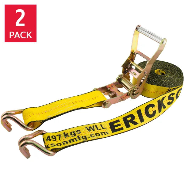 8.2 m (27 ft.) Ratchet Strap with Double J Hooks 2-pack