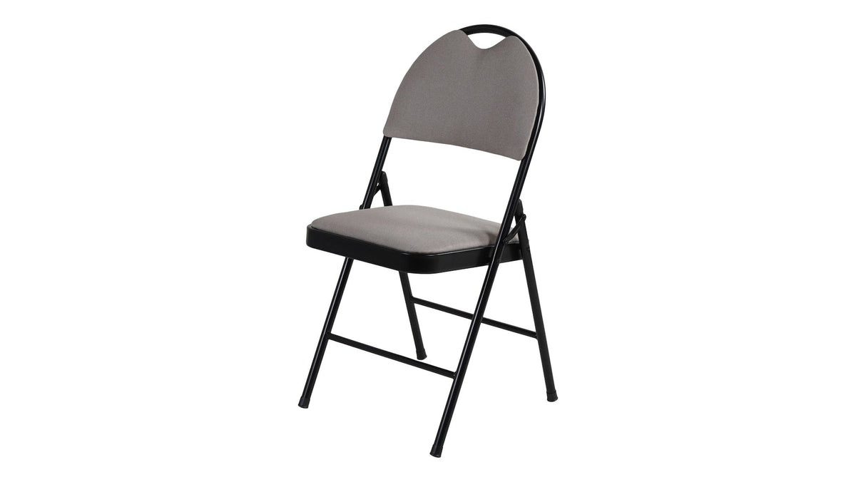 Fabric Folding/Compact Chair, Beige Fabric & Black Frame