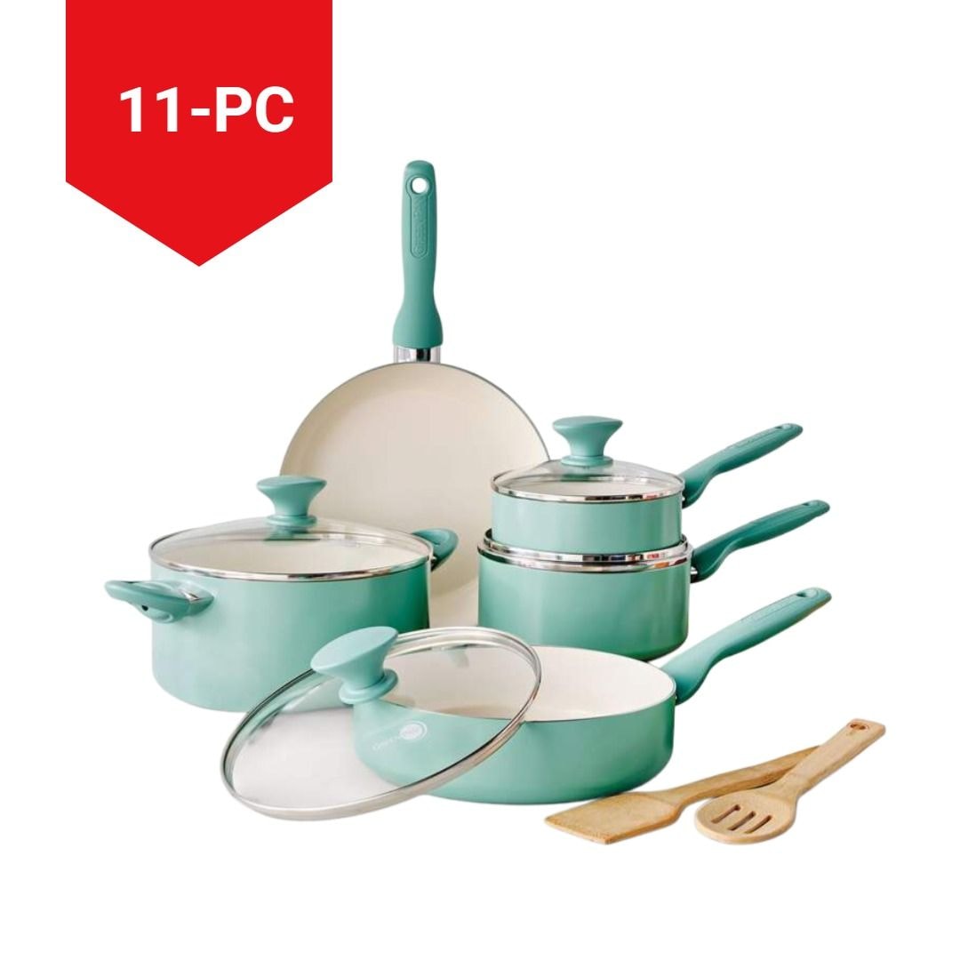 Rio Ceramic Cookware Set, Dishwasher & Oven Safe, 11-pc