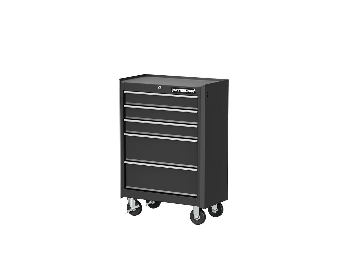5-Drawer Tool Storage Cabinet, Black, 24-in