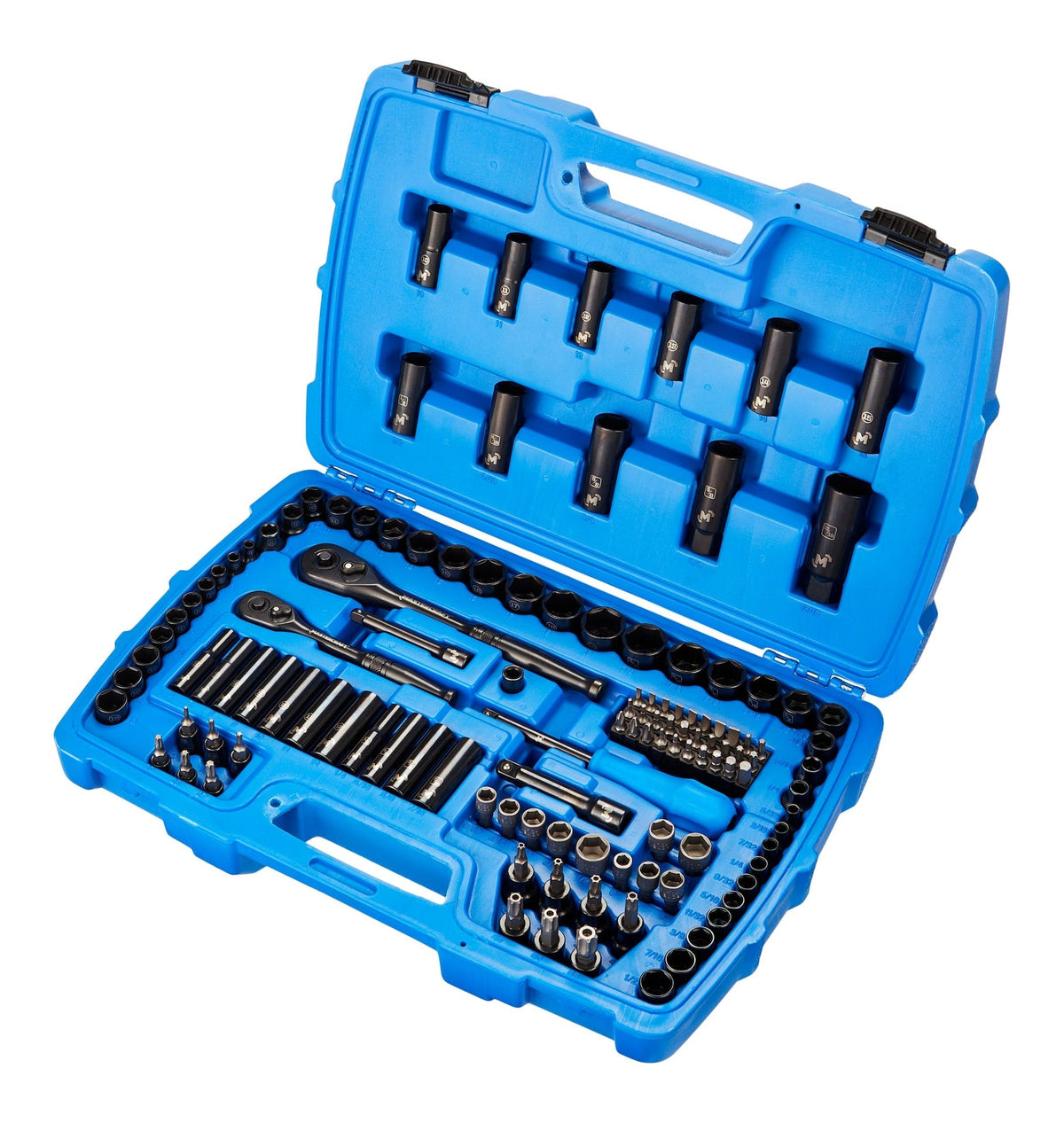 Socket Set, 122-pc, SAE/Metric, CRV, Black Steel Finish