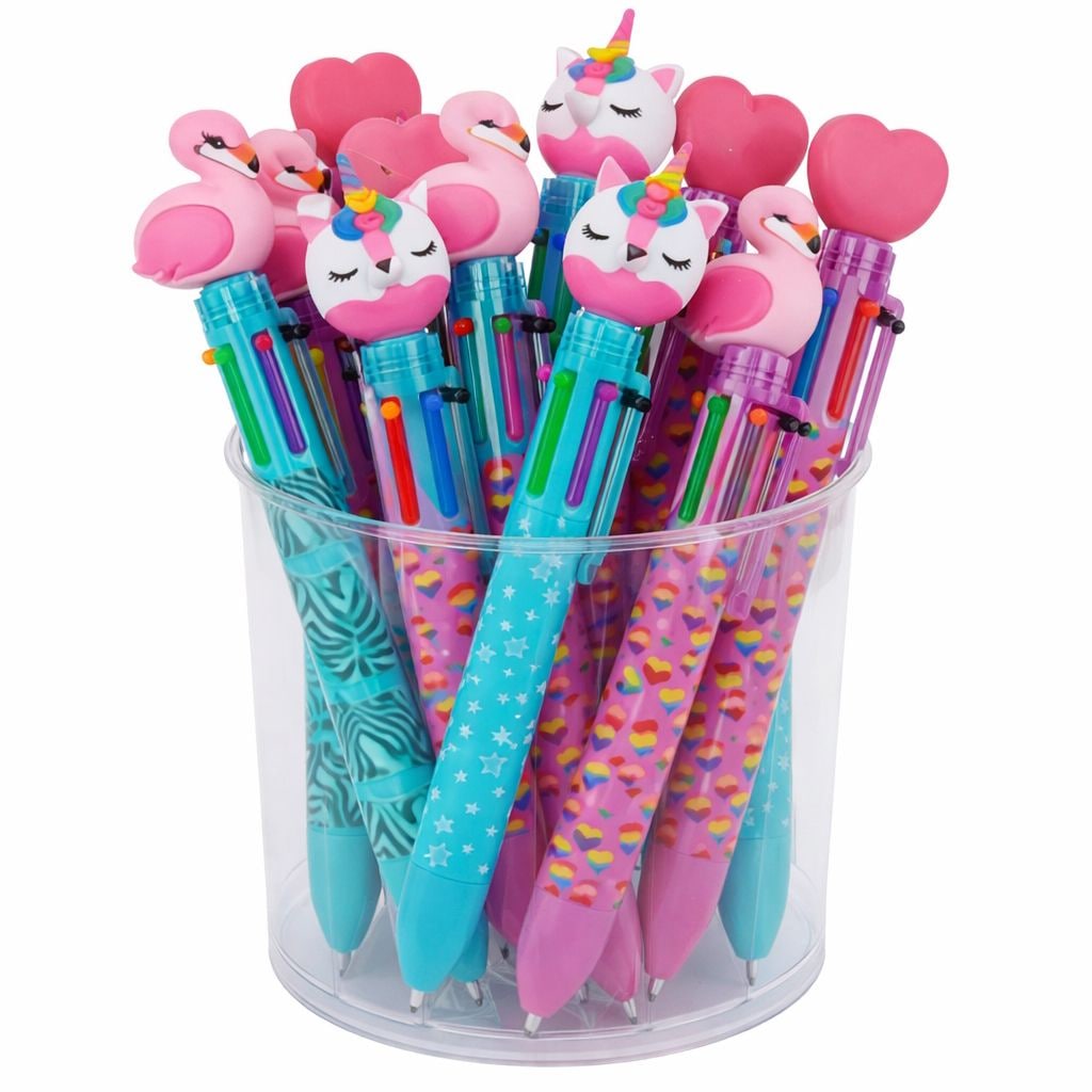 Pen With Fun Toppers, Assorted Colours