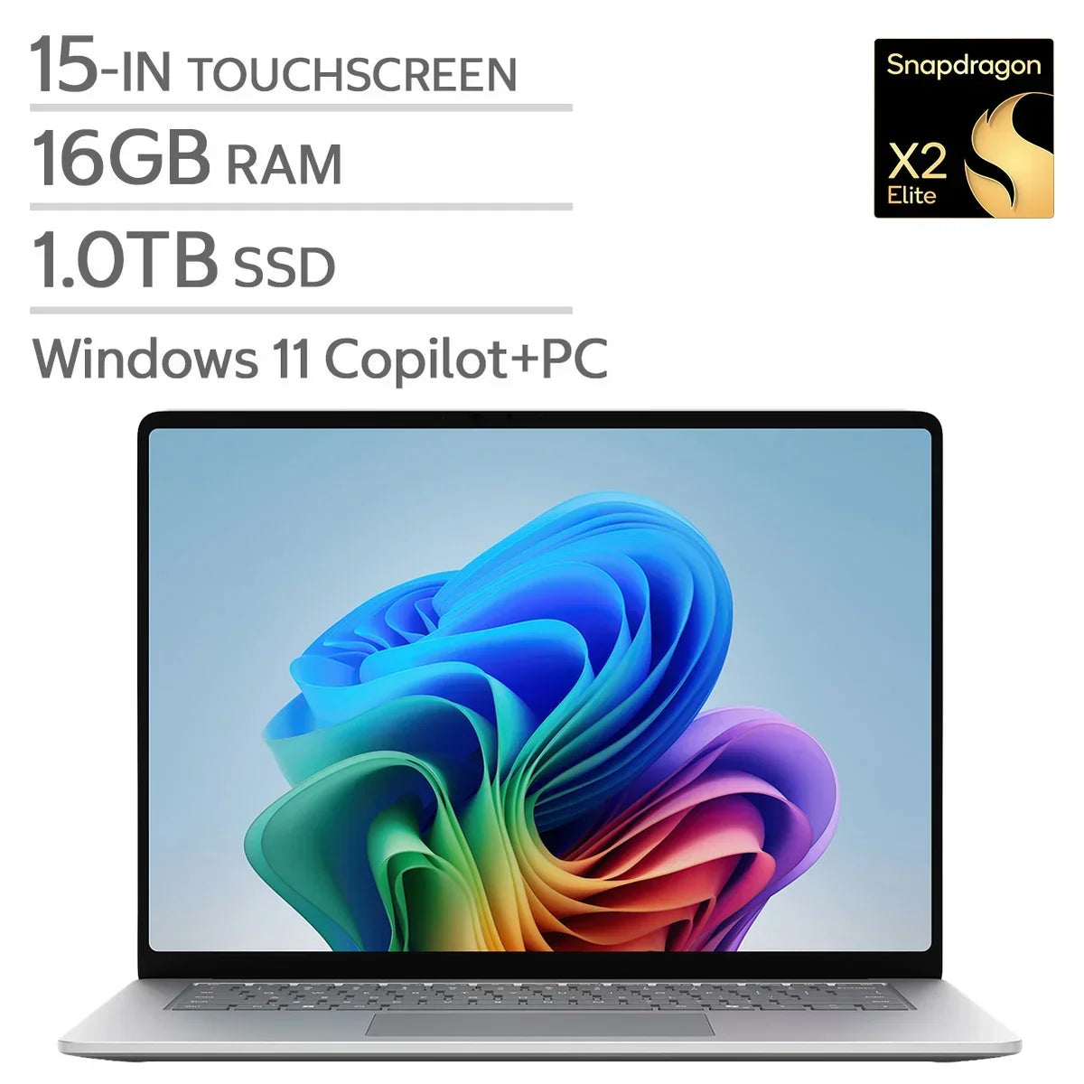 Microsoft Surface 15.0-in. Copilot+ PC Touchscreen Laptop, Qualcomm Snapdragon X2 Plus - 16GB RAM, 1 TB SSD - Black