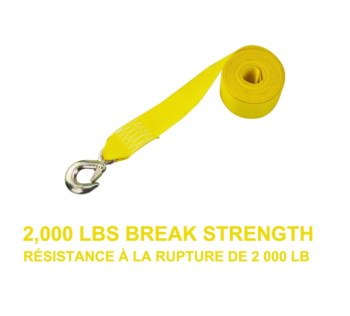 2,000-lb ATV Tow Strap with Hook, 2-in x 20-ft