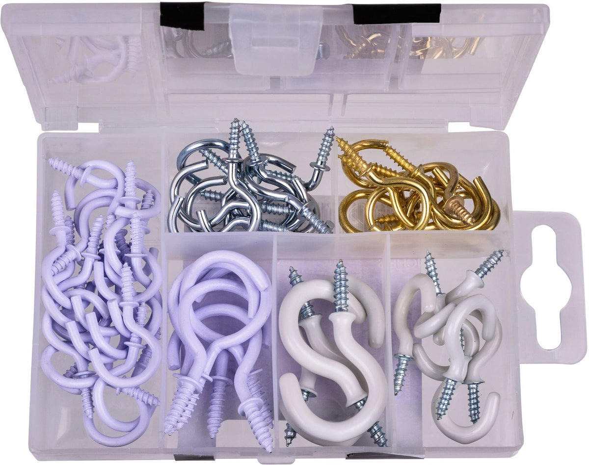 Cup Hooks Set, Assorted, 55-pk