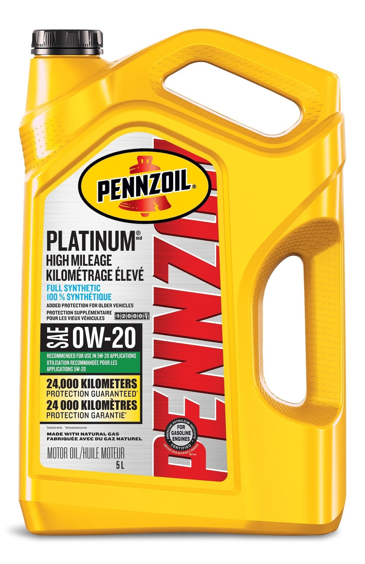 Platinum High Mileage 0W20 Synthetic Engine/Motor Oil, 5-L