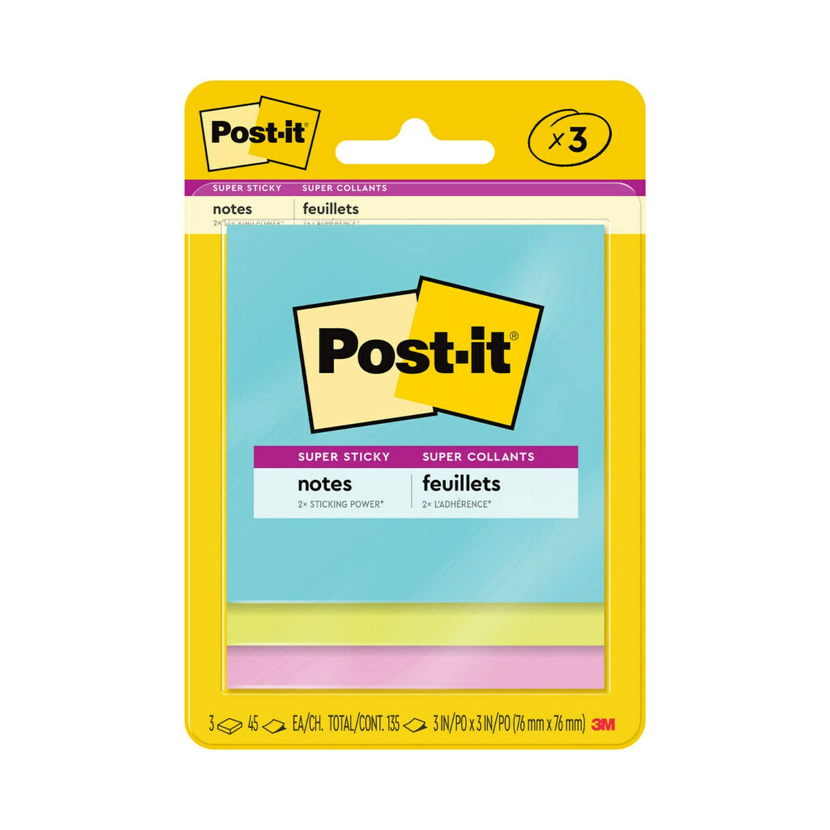 Super Sticky Notes Supernova Neons Notes, 3-pk