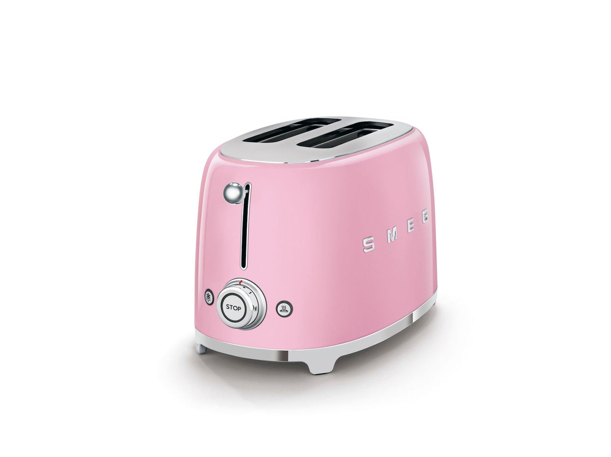 50's Retro Style Wide Slot Pop Up Electric Toaster with 6 Settings, 2-Slice, Pink