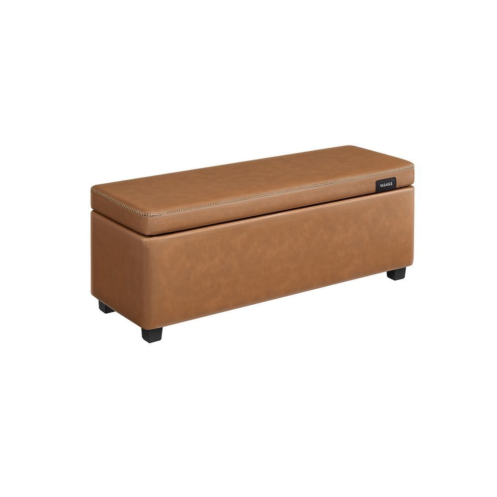 Home Mid-Century Modern Brown Storage Ottoman
