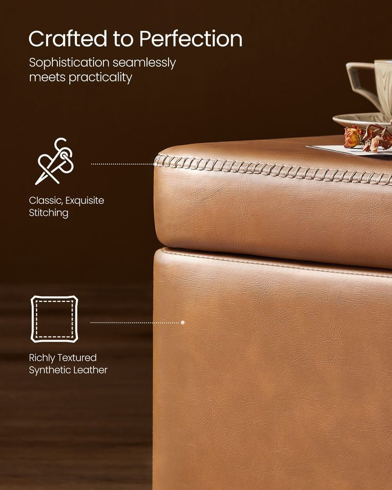 Home Mid-Century Modern Brown Storage Ottoman