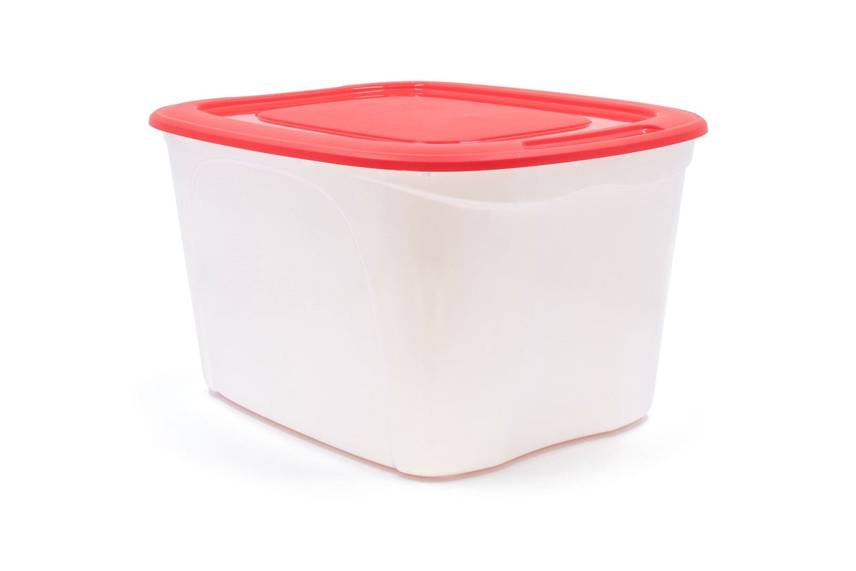 Stackable Storage Box with Lid, 63-L, Red/White, 63 Litre Storage Container