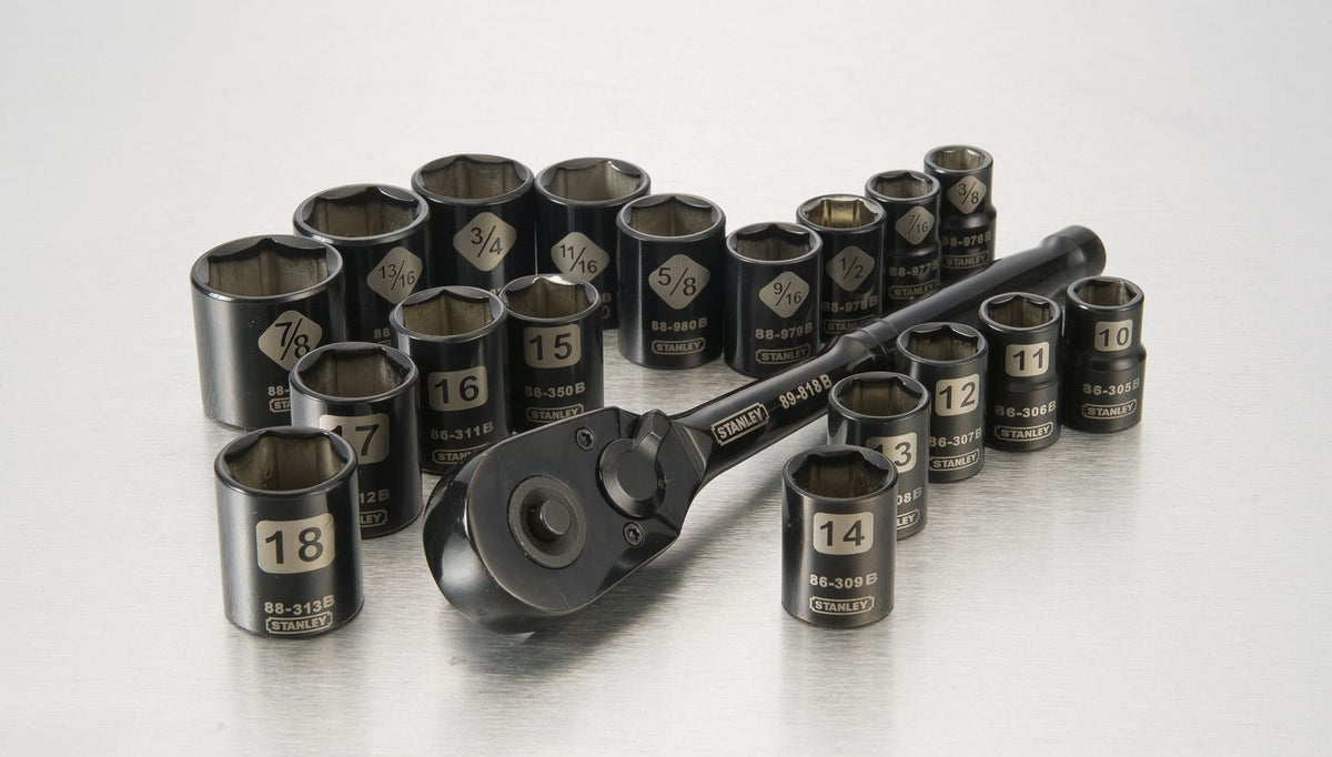 Professional Grade Black Chrome Socket Set, 19-pc, SAE/Metric