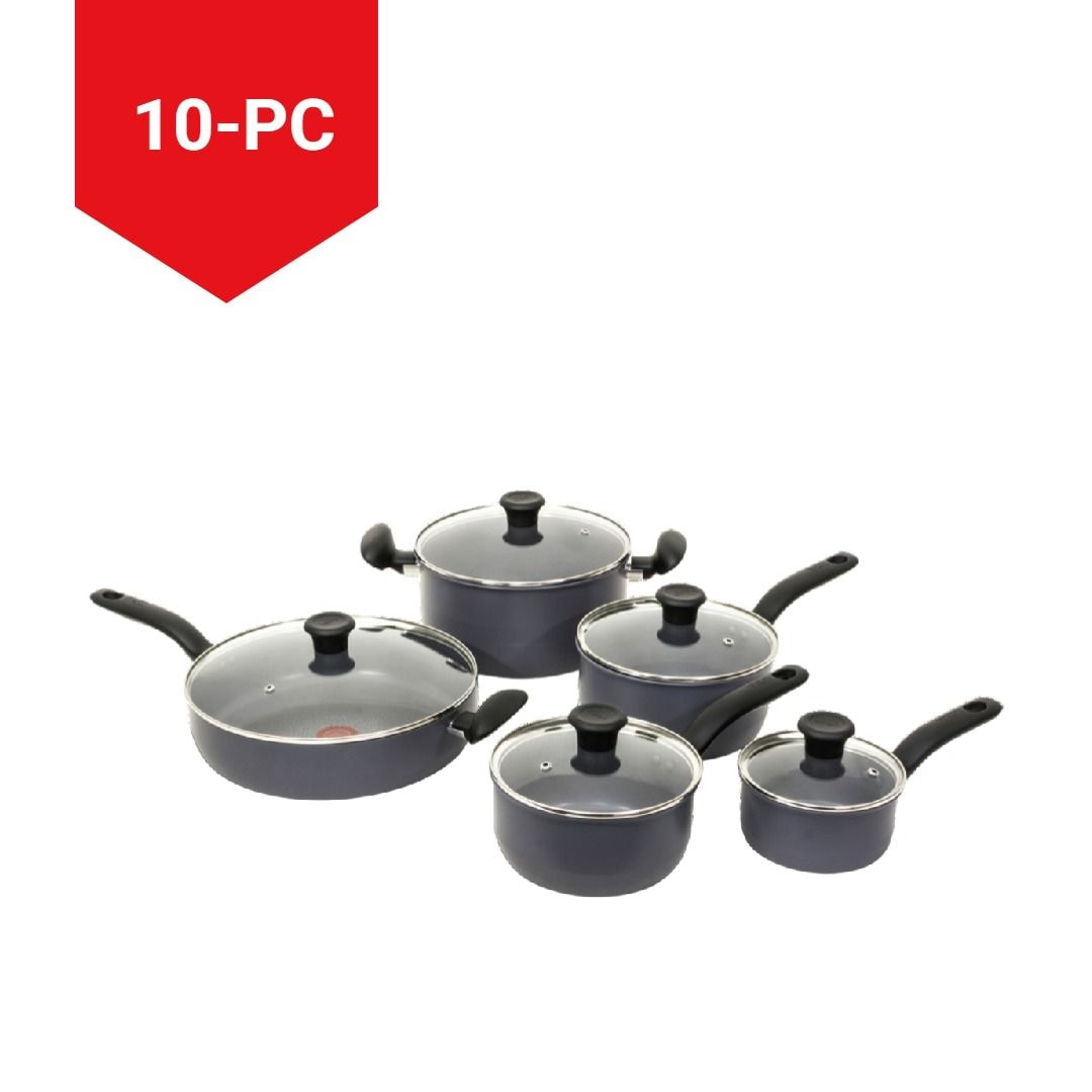 Hard Titanium Cookware Set, Non-stick, Dishwasher & Oven Safe, Grey, 10-pc