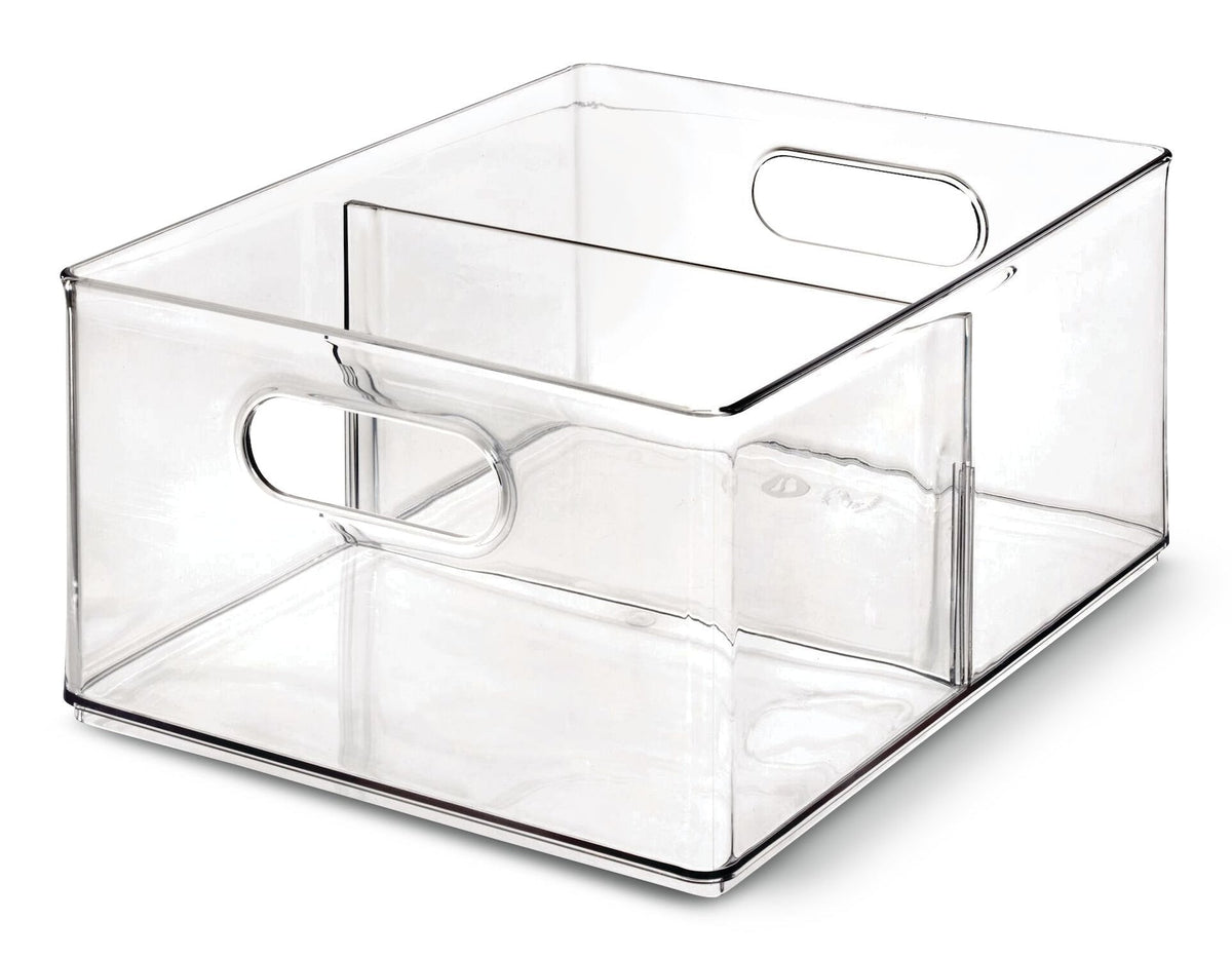 Clear Stackable Divided Deep Organizing Storage Bin, 11.5-L