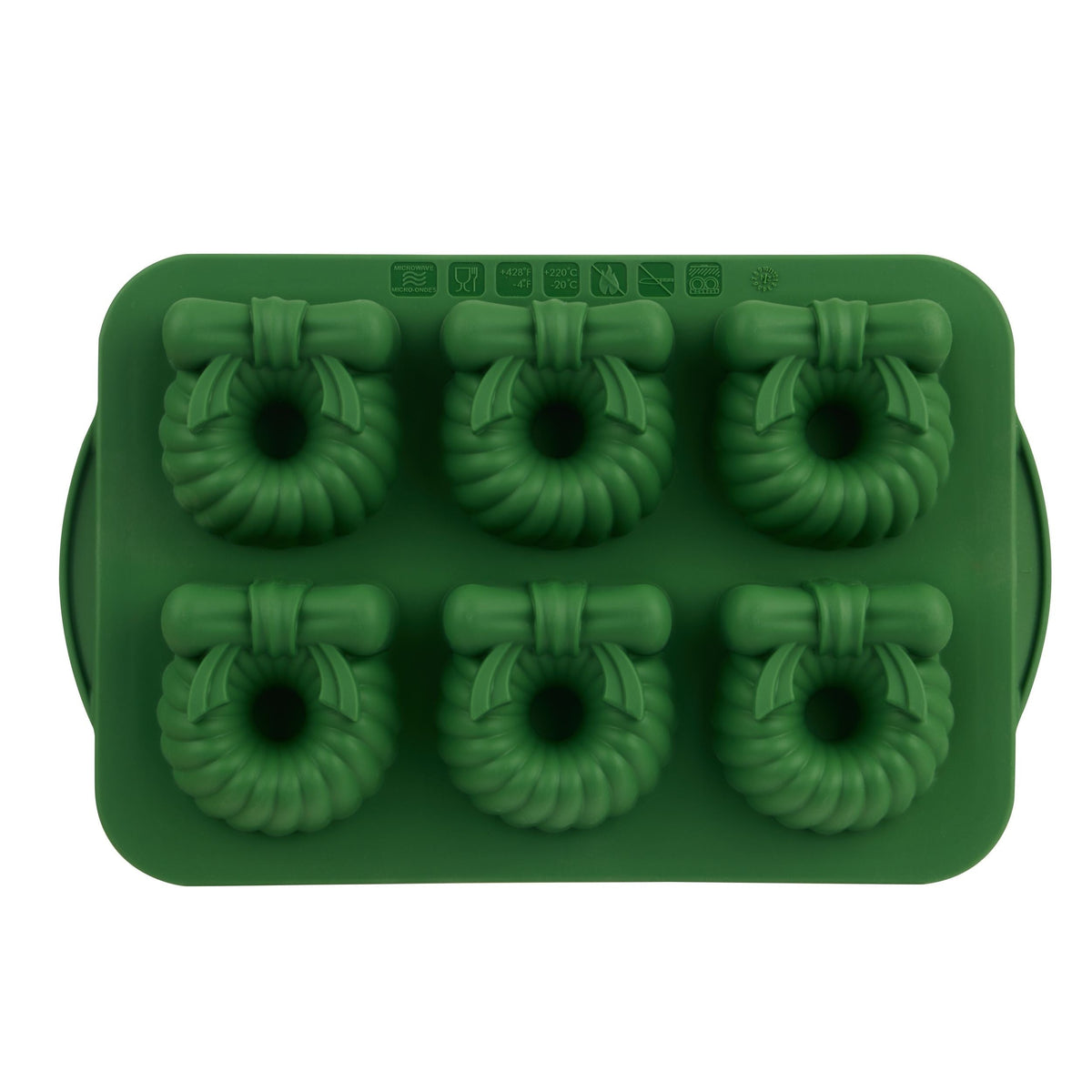 Green Steel/Silicone Wreath Cake Pan, 6-pk
