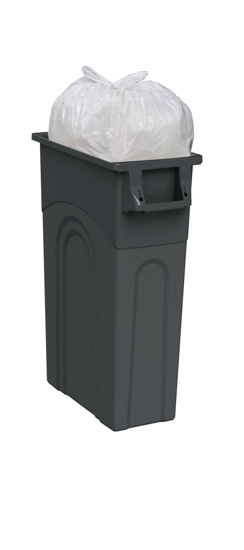 Plastic Tall Slim Rectangular Garbage Can, Black, 87-L