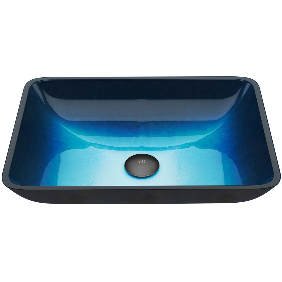 Glass Rectangular Vessel Bathroom Sink/Basin, Turquoise