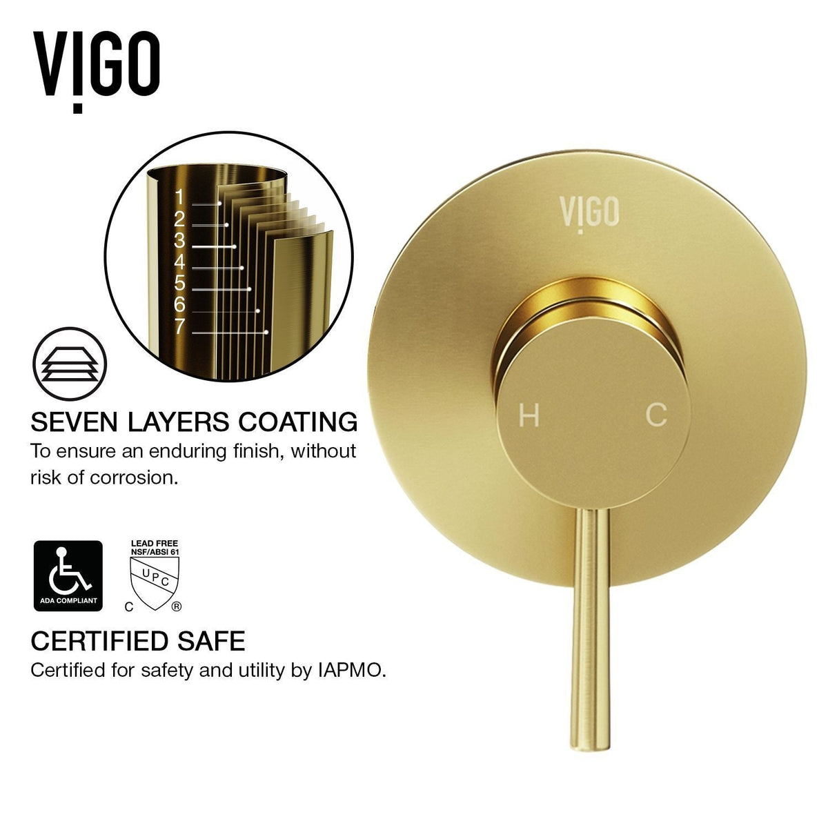 Olus Wall Mount Single Lever Bathroom Sink Faucet, WaterSense Certified, Matte BGold