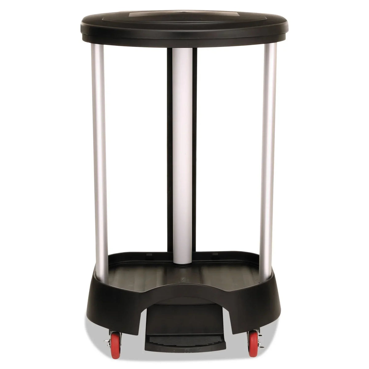 Administrative series floor-standing clothing storage basket / laundry basket, with front locking casters, capacity 30 gallons, black, without handle cover, suitable for hospitals / medical laboratories / commercial premises