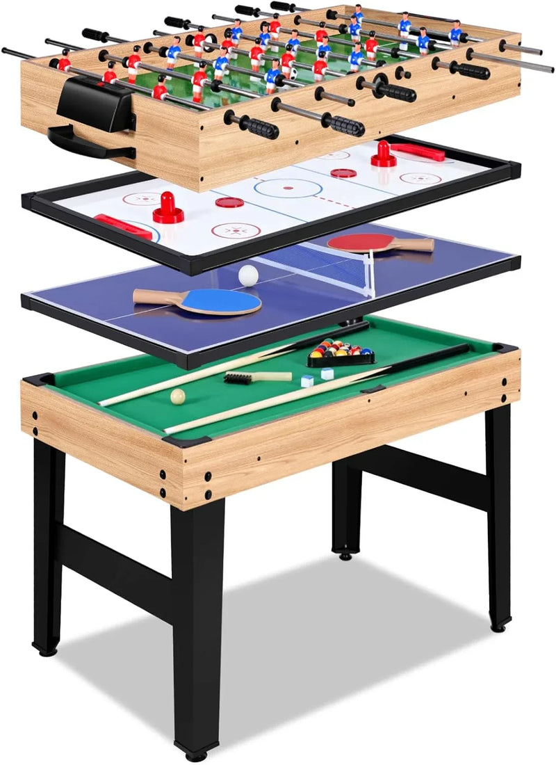 12-in-1 Game Table - 48" Combo Game Table, Ping Pong Table, Foosball Table, Air Hockey Table, Pool Table - Sports Arcade Games with Accessories - Ideal for Game Rooms and Family Game Nights! E6630