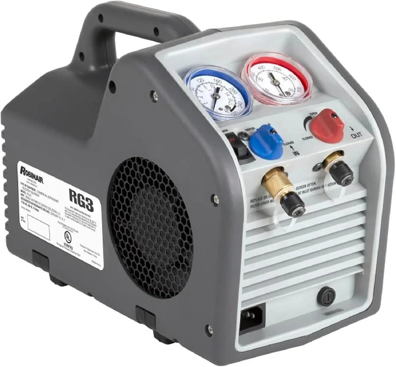 (Portable Refrigerant Recovery Machine – 115V, 60Hz, for Both Liquid and Vapor Refrigerant, White-Robinair K6522