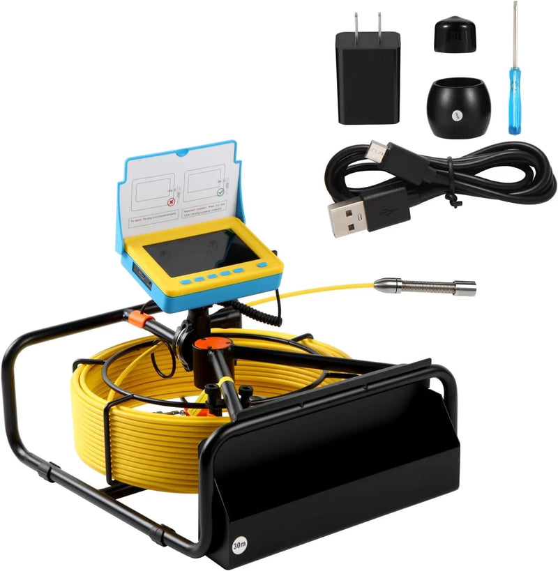 Sewer Camera, 4.3" Pipe Drain Inspection Camera with DVR Function & Snake Cable, Waterproof IP68 Borescope w/LED Lights (131.2ft/40M) I2513
