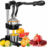 Citrus juicer | Extra-large commercial-grade manual press | Heavy-duty countertop orange juice extractor (with stainless steel cup) (black)