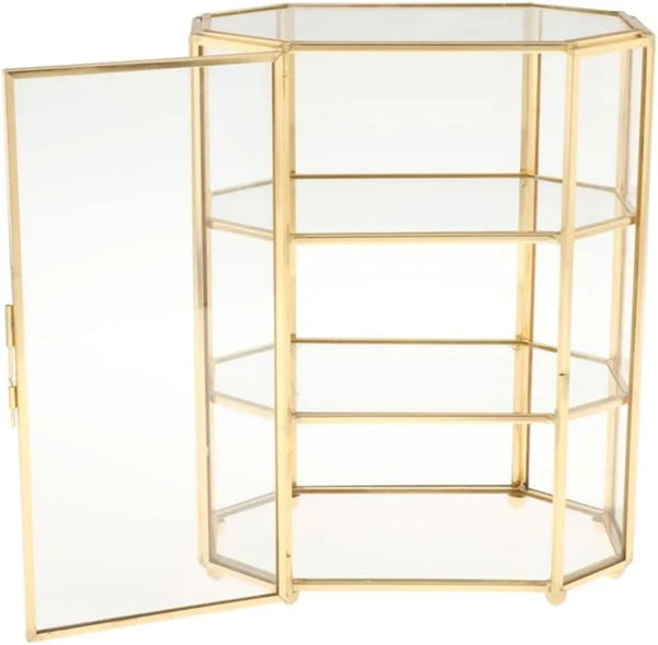 3-Tier Jewelry Box Glass Makeup Organizer Jewelry Box Multifunction Display Case for Dressing Table Decoration Storage V1441