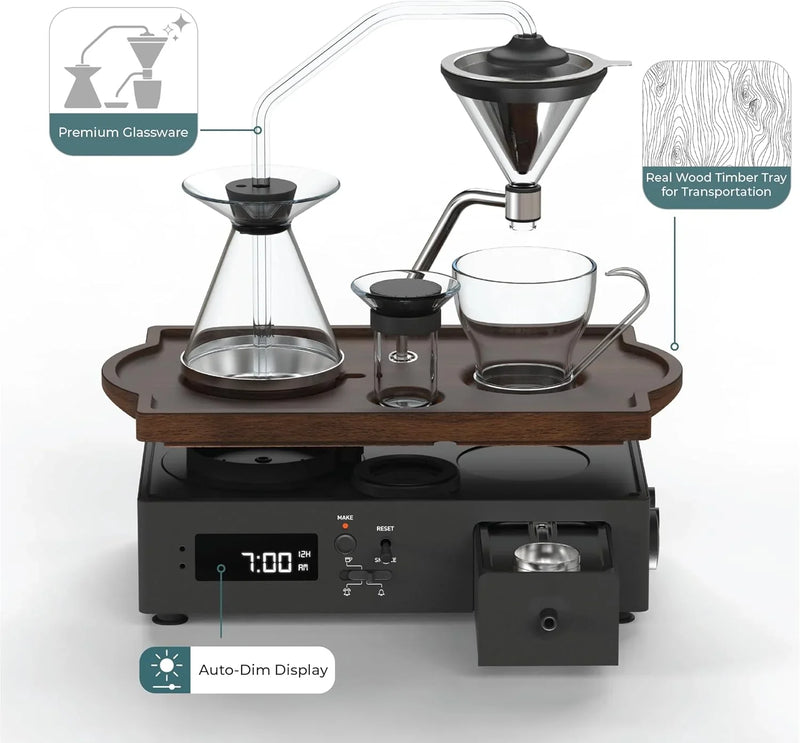 Coffee Alarm Clock Coffee Maker- Black Walnut J8986