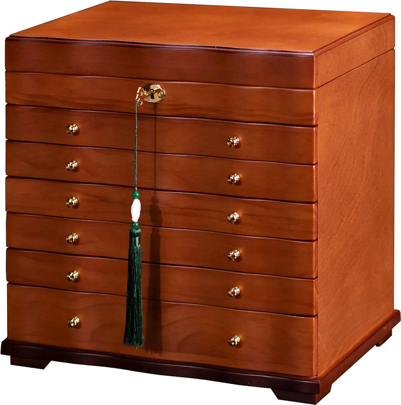 Wooden Jewelry Box,jewelry boxes for women large jewlrey box&organizers with necklace hanger,jewerly organizer,jewelry holder organizer,9-layer large capacity jewelry storage box C9654