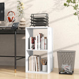 Suitable for two people, floor-standing bookshelf, with an open back panel, anti-toppling device. It is a modern storage display stand suitable for use in family offices, living rooms, bedrooms, and study rooms. White.