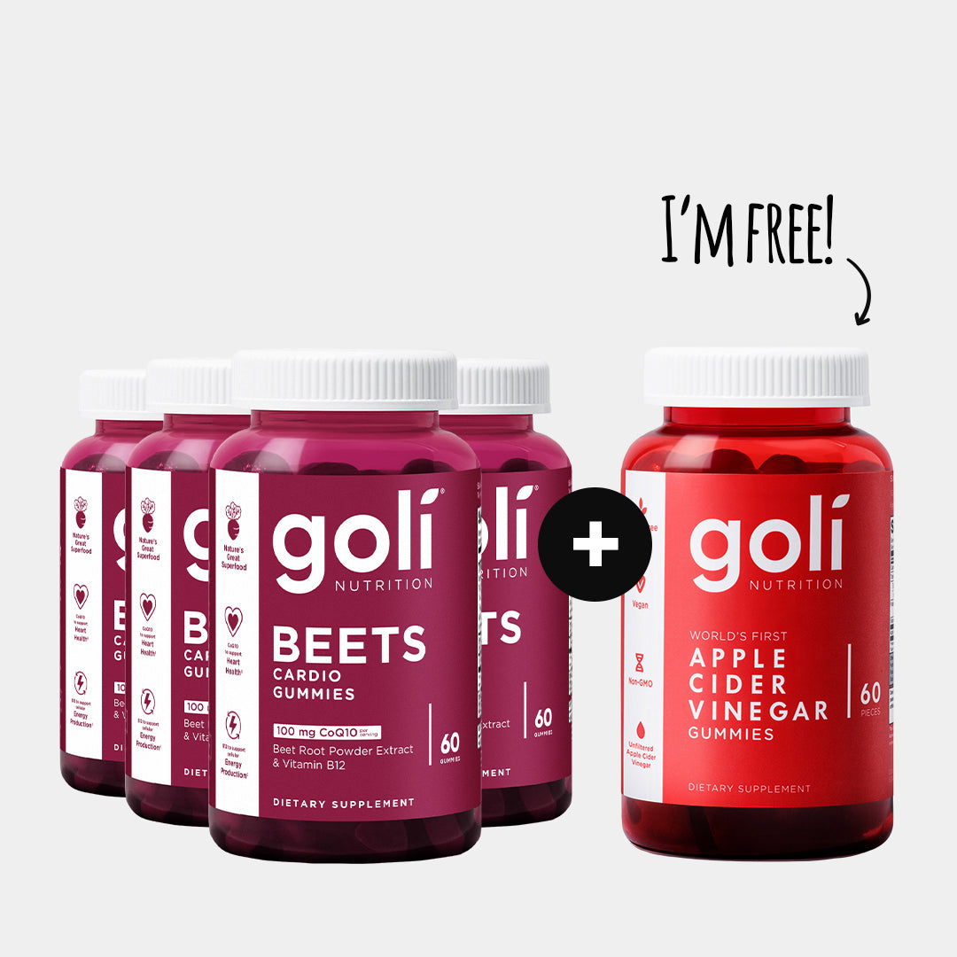 CoQ10, Beet Root & Vitamin B12 Set — Goli® Beets Cardio Gummies 4 Pack + 1 Free ACV