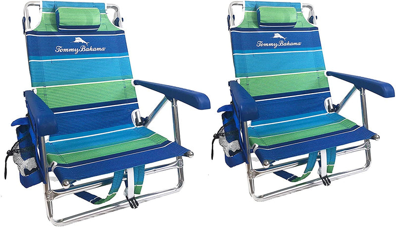 2 Backpack Beach Chairs with Storage Pouch and Towel Bar F4906