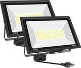 500W LED Flood Light Outdoor 2 Pack, 2000W Equivalent FloodLight with Plug, Super Bright 55000LM 5000K Daylight White IP66 Waterproof Commercial Lighting for Sports Fields,Courts,Arena,Stadium