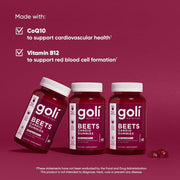 Vitamin B12 Superfood Chews: Goli Beets Cardio Gummy - Beet Root Extract & 100mg CoQ10, Vegan