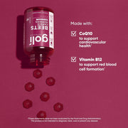Vitamin B12 Superfood Chews: Goli Beets Cardio Gummy - Beet Root Extract & 100mg CoQ10, Vegan