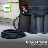 RTS Home Accents 50-Gallon ECO Rain Barrel Made with 100% Recycled Plastic, Flat Back Rain Water Collection Barrel, Black