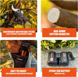 Wireless electric trimming scissors, 40mm, professional electric trimming scissors, equipped with a 18-volt brushless motor, 2 sets of 2 ampere-hour rechargeable batteries