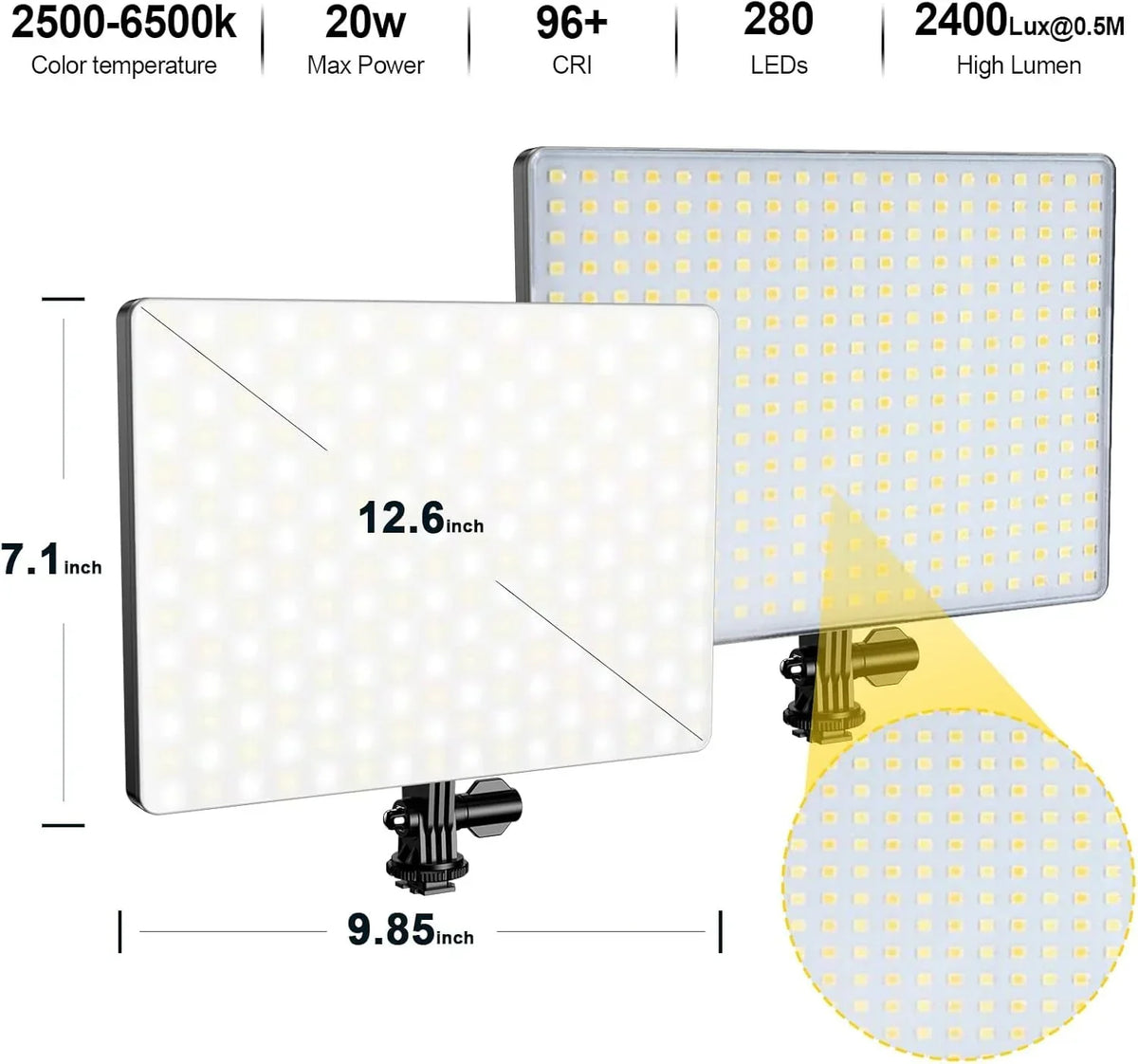 D50 LED Video Light Panel Lights 15.4", 2 Packs 45W 3000K-8000K Bi-Color Dimmable Photography Lighting, CRI 96 Videography Lighting for Video Shooting/Gaming/Live Stream/Studio/Film