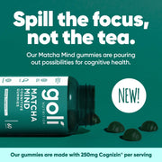 Goli Matcha Mind Gummies — Green Tea Powder With Cognizin For Focus, Vegan