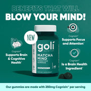 Goli Matcha Mind Gummies — Green Tea Powder With Cognizin For Focus, Vegan