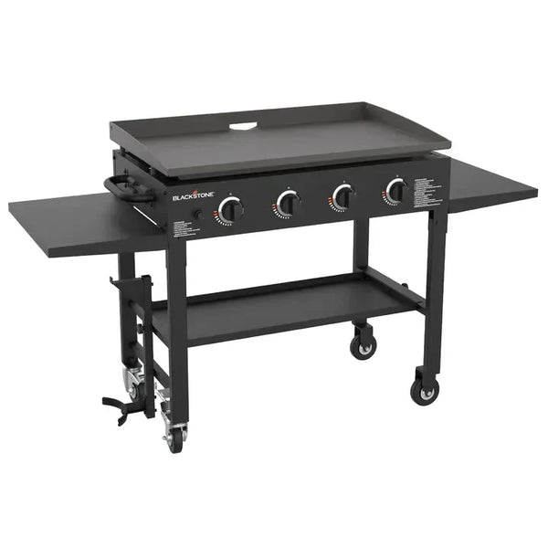 36 Inch Gas Griddle Cooking Station 4 Burner Flat Top Gas Grill Propane Fuelled Restaurant Grade Professional 36” Outdoor Griddle Station with Side Shelf (1554) S8145