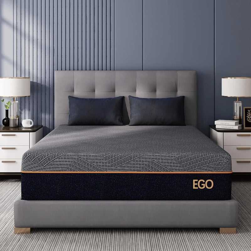 S14 Inch King Size Memory Foam Mattress for Back Pain, Cooling Gel Mattress Bed in a Box, Made in USA, CertiPUR-US Certified, Therapeutic Medium Mattress, 76x80x14 Black T8412
